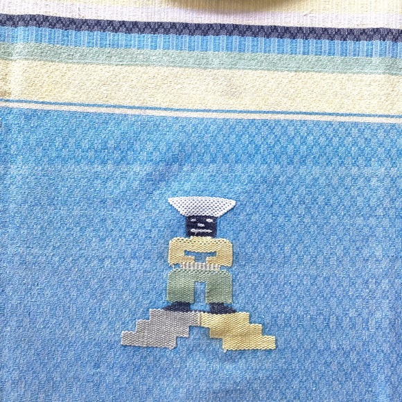 Vintage Mexico cotton tablecloth set , Southwest Aztec design - Picture 11 of 12